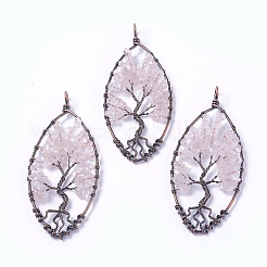 Pendentifs de quartz rose naturel&nbsp;G-E523-02B