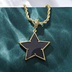 Colliers avec pendentif étoile en laiton et émail pour femmes&nbsp;NJEW-K381-09G-01