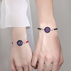 1 комплект из 2 шт. браслетов ко Дню святого Валентина из нержавеющей стали 304 с плоскими круглыми звеньями&nbsp;BJEW-LP0001-35B