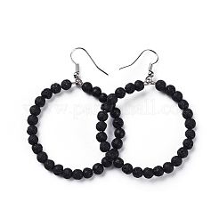Aretes colgantes de roca de lava natural&nbsp;EJEW-K077-A08