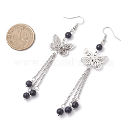 Латунные серьги с подвесками-бабочками EJEW-JE06665