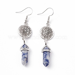 Пуля из драгоценных камней с серьгами с подвесками в виде цветов EJEW-I276-03P