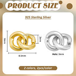 4 pz 2 colori 925 anelli di collegamento a doppio anello in argento sterling&nbsp;STER-BC0004-54