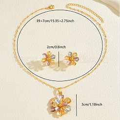 Комплекты из винтажных латунных серег-гвоздиков и ожерелий с подвесками в виде цветов для женщин&nbsp;GY5333