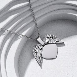 304 нержавеющая сталь полимерная глина стразы открывающиеся подвески ожерелья для женщин&nbsp;NJEW-Z065-12P