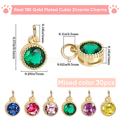 30 шт. настоящая 18-каратная позолоченная латунь с подвесками из кубического циркония&nbsp;ZIRC-BBC0002-92