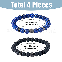 4шт. набор из 4-х браслетов из натурального лазурита и стеклянных бусин BJEW-FI0001-56