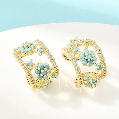 Boucles d'oreilles manchette en laiton zircon cubique micro pavé&nbsp;KK-CBA960E-24G