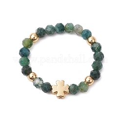 5 pièce d'aventurine verte naturelle et d'agate mousse et de jade de Taïwan et de rubis en zoïsite et de perles de pierre d'or verte synthétique&nbsp;RJEW-JR00815