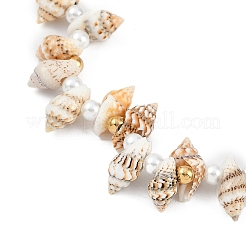 Ожерелья из натуральных спиральных ракушек для женщин NJEW-A033-02C-G