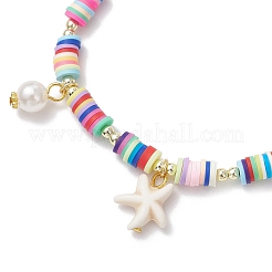 Браслеты с подвесками из синтетической бирюзы и искусственного жемчуга ABS BJEW-JB12044-02