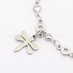 Браслеты с подвесками в виде стрекоз из нержавеющей стали 304 BJEW-J107-40