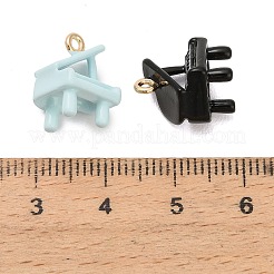 合金エナメルチャーム  ピアノチャーム  ゴールドカラー  ミックスカラー  15x10x10.5mm  穴：1.5mm&nbsp;ENAM-A014-03G