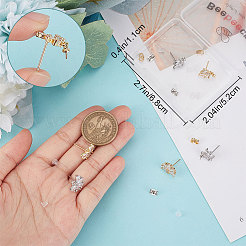 4 пара 4 стильных сережек-гвоздиков из латуни с кубическим цирконием в форме цветка&nbsp;EJEW-BBC0001-14