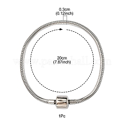 ジュエリー製作用の304ステンレススチール製ヨーロピアンスタイルのブレスレット  ステンレス鋼色  7-7/8インチ（200mm）  3mm&nbsp;BJEW-YW0001-07