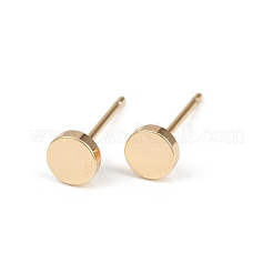 Orecchini a bottone tondi piatti in ottone da donna&nbsp;EJEW-G441-06E-G