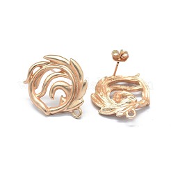 合金製スタッドピアスパーツ  カン付き  真鍮製のピンとイヤナット/ピアスバックキャッチ  長持ちメッキ  花  マットコーヒーゴールデン  22x19mm  穴：1.5mm  ピン：0.7mm&nbsp;X-PALLOY-F255-28MCG