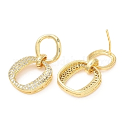 Серьги-гвоздики из латуни с двойным овальным покрытием и фианитами EJEW-D064-07G