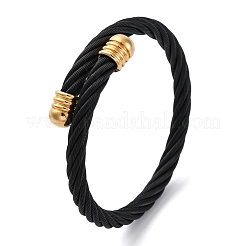 304ステンレススチールトルクバングル女性用男性用  ブラック  5/8インチ（1.65cm）  内径：2-1/4x2-1/4インチ（5.8x5.55cm）  ワイヤー：6mm&nbsp;BJEW-G584-18G-01