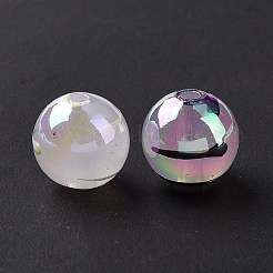 Placcatura uv arcobaleno iridescente perline acriliche da banco&nbsp;X-OACR-E009-09