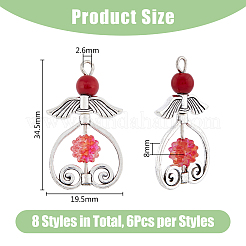 48 шт. подвески в виде ангела из двухцветного стеклянного жемчуга PALLOY-HY0001-02