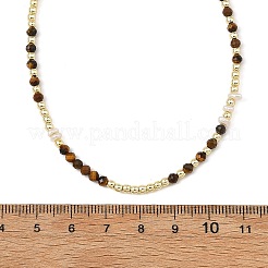 Collane con perline rotonde sfaccettate di occhio di tigre naturale e perle naturali&nbsp;NJEW-JN06549-01