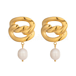 Pendientes colgantes de perlas de agua dulce de acero inoxidable 304 para mujer&nbsp;VW9874
