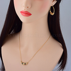 Комплекты из латунных разноцветных кубических цирконий с круглыми бусинами и серьгами-кольцами в стиле бохо FS-WG846E9-01