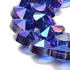 電気メッキガラスビーズセット  ハート  多面カット  藤紫色  10x10x6mm  穴：1.2mm  約78~80個/連  28.82~28.94''（73.2~73.5センチメートル）&nbsp;EGLA-B004-01A-AB03