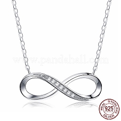 Colliers avec pendentif en forme de 8 en argent sterling plaqué rhodium et 925 zircones cubiques pour femmes&nbsp;NJEW-BB72241
