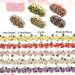 15 Yards 5 Farben Polyester Blumen Spitzenbesatz&nbsp;OCOR-PH0002-80