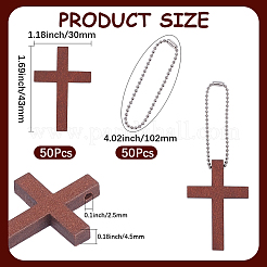 Kits de decoración para colgantes de cruz de madera teñida DIY&nbsp;DIY-SP0006-46
