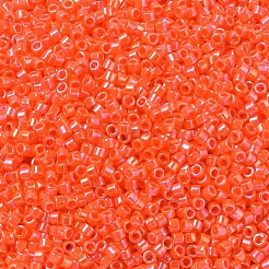 MIYUKIデリカビーズ小  シリンダー  日本製シードビーズ  15/0  （dbs0161)不透明なオレンジ色のab  1.1x1.3mm  穴：0.7mm  約175000個/袋  50 G /袋&nbsp;SEED-X0054-DBS0161