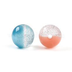 Двухцветные прозрачные смоляные бусины RESI-N042-12mm-07