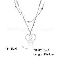 Colliers à pendentif double couche en acier inoxydable 304&nbsp;WG77B0B-01