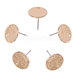 合金スタッドピアスパーツ  鉄のピン付き  フラットラウンド  ゴールドカラー  15x1.5mm  ピン：0.6mm&nbsp;EJEW-CJ0001-02G
