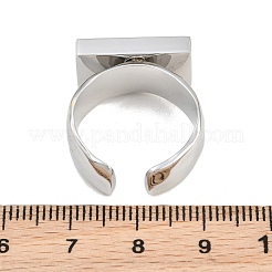 304ステンレススチールカフオープンリング  長方形  ステンレス鋼色  18mm&nbsp;SA-CBA065A-08P