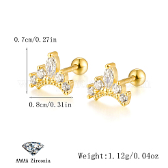 Винтажные серьги-гвоздики с короной из кубического циркония YB5527-1