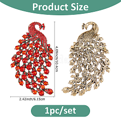 1 шт. броши на лацкан из сплава павлина со стразами для женщин JEWB-FH0002-31A