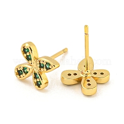 Серьги-гвоздики из латуни с микропаве из прозрачного кубического циркония EJEW-N055-02G-03-RS