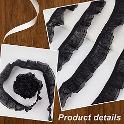 Эластичная кружевная отделка со складками из полиэстера&nbsp;DIY-WH0656-82B