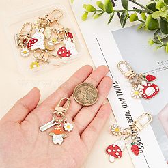 7スタイルの合金エナメルペンダントキーホルダー7個  合金のキーの留め金付き  花とうさぎとにんじん  ミックスカラー  5.65~6.85cm  1個/スタイル&nbsp;KEYC-OC0001-12