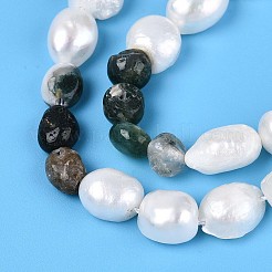 Натуральные самородки индийского агата и нити бусин из натурального культивированного пресноводного жемчуга PEAR-N023-01A-01