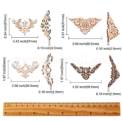 20 pièces 4 styles de motifs de fleurs évider des pièces de bois non finies&nbsp;DIY-CJ0002-08