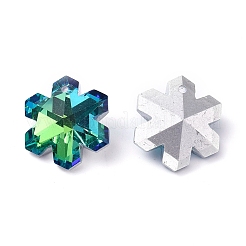 多面的なガラスペンダントを電気  バックメッキ  スノーフレーク  クリスマスのために  グリーン  19.5x17x9.5mm  穴：1.5mm&nbsp;GLAA-TAC0001-08