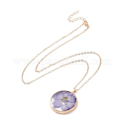 Collana con pendente in resina di fiori veri pressati a secco&nbsp;NJEW-G088-01KCG-01