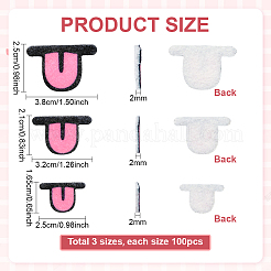 2袋300個入り、3種類のフェルトカボション  舌  ピンク  16x24x2mm  50個/スタイル  150個/袋&nbsp;FIND-PH0038-75