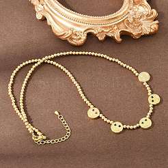 Женские круглые бусы-нагрудники из латуни с микропаве&nbsp;NJEW-F364-07A-G