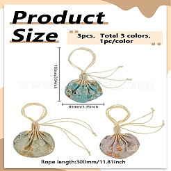 3 шт. 3-цветные шелковые и атласные мешочки-саше с вышивкой в виде цветов ко Дню святого Валентина с кисточкой&nbsp;AJEW-LP0012-28B