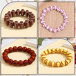 140 шт. 7 вида спортивных непрозрачных акриловых бусин MACR-PA0001-08